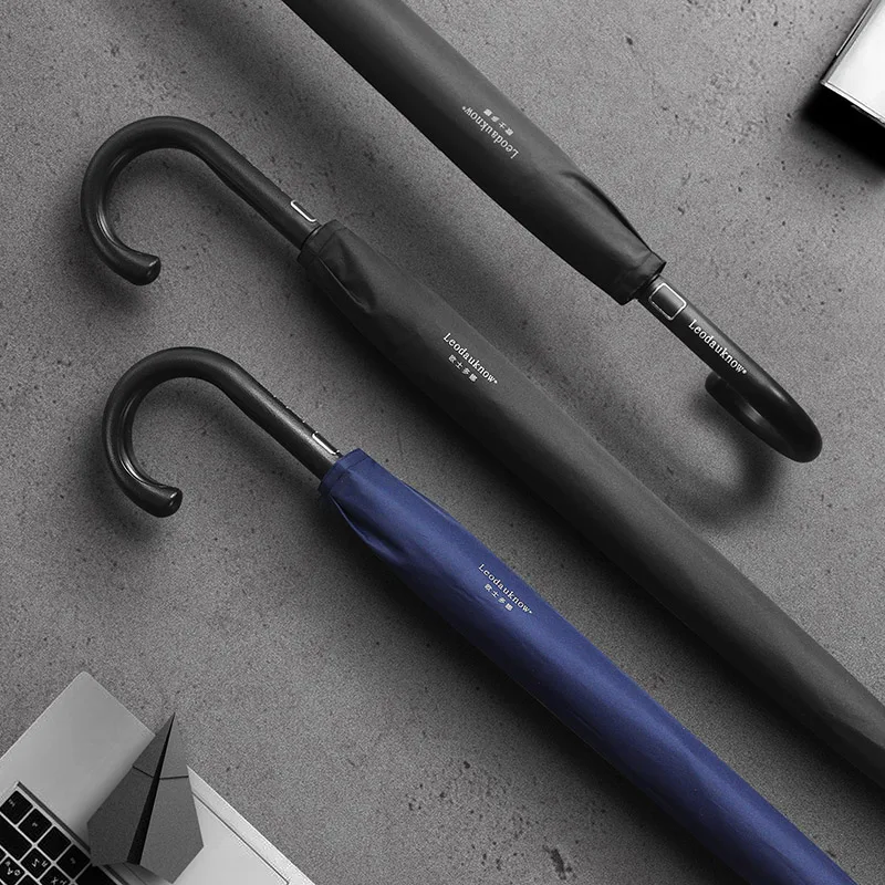 Leodauknow большой зонтик с длинной ручкой для дождя женщин и мужчин двойной слой 117 см