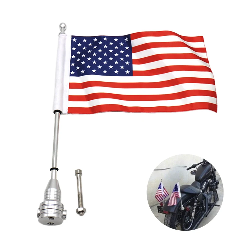 

Горячая Распродажа 1 шт. держатель американский флаг США/Великобритания черный/серебристый мотоцикл мотокросса багажная стойка для флага