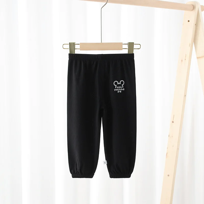 

2021 Baby Summer Candy Color Anti-Mosquito Pants Boy Girl Soft Bamboo Cotton Tie Bloomers Loose Pants Kids Spring HaremPants