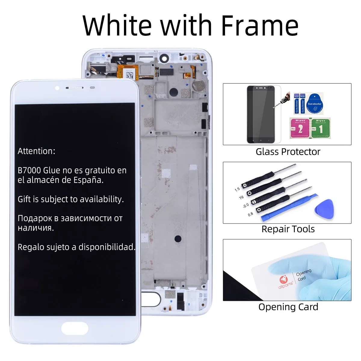 Дисплей для Meizu U20 в сборе с тачскрином на рамке 5.5'' черный белый - Цвет: with Frame White
