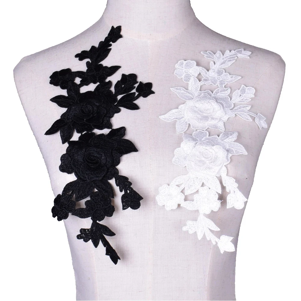 Нашивки с вышивкой черного и белого цветов термоклейкие нашивки для шитья