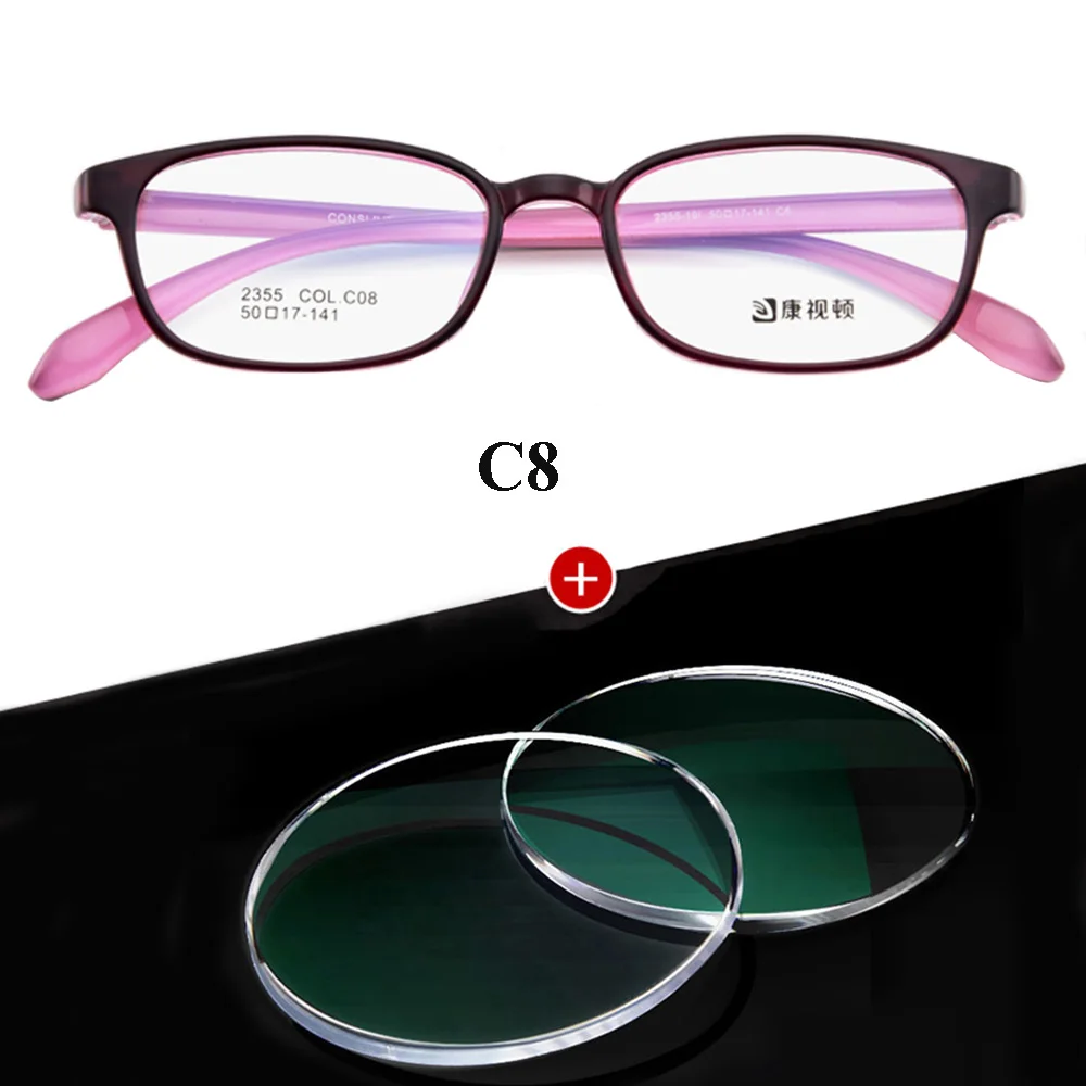 C8 with Lenses Оптические оправы для очков для женщин, маленькие близорукие очки для близорукости, женские очки, оправы для очков 2355 - Цвет оправы: C8 with Lenses
