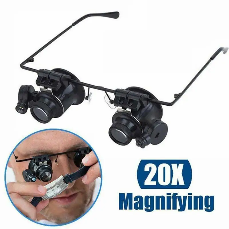 

20X Magnifying Magnifier Glasses Magnification Jeweler Watch Repair LED Light