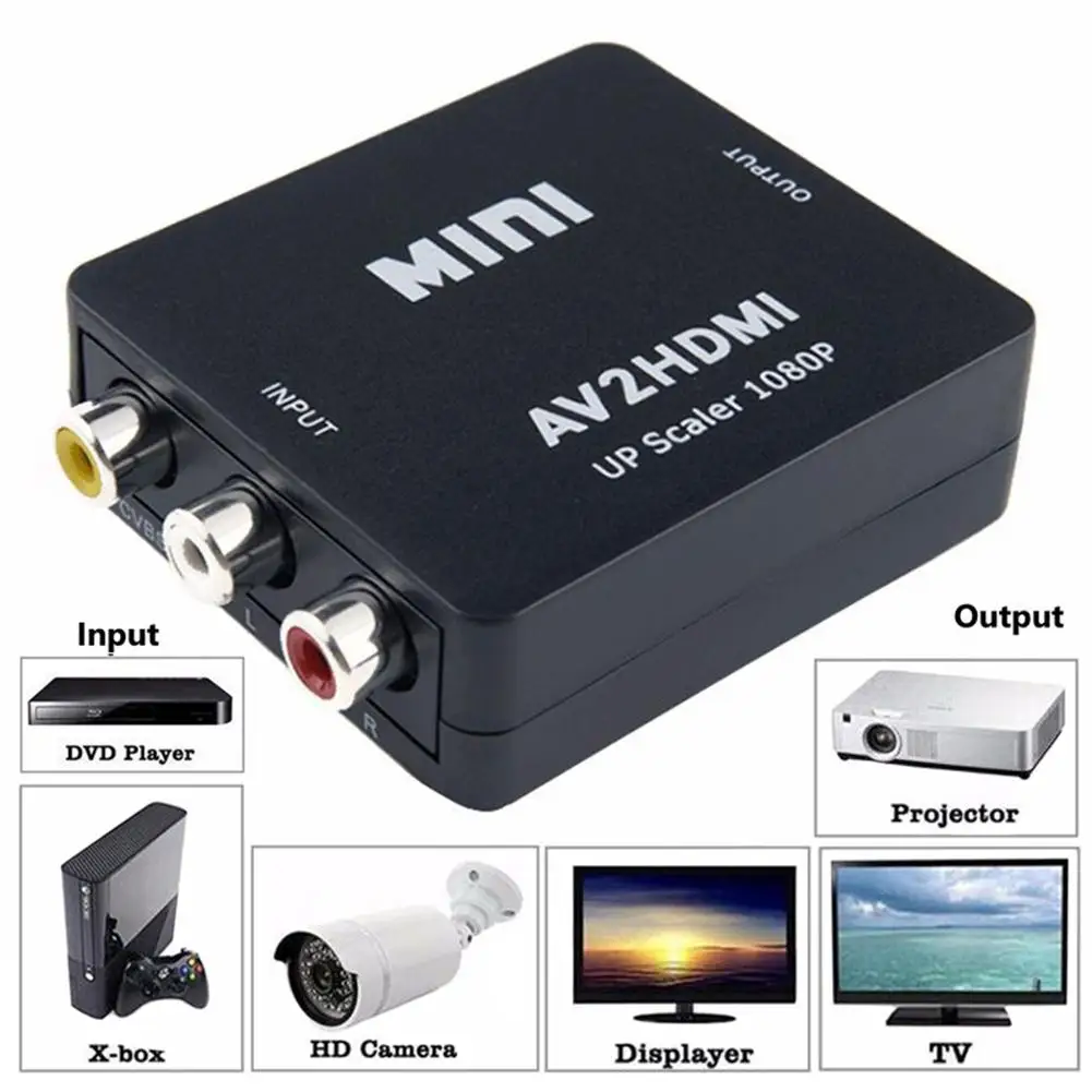 Мини hdmi2AV аудио конвертер 1080p Вход к AV rca CVBS Выход адаптер для Xbox DVD PC динамик