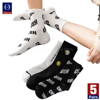 theta 5 pairsset women gifts men long winter funny socks spring and autumn cotton ankle popular socks with letter and pattern