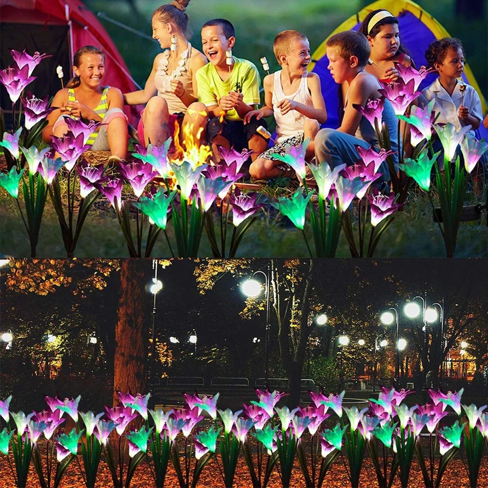 

LED Solar Light Lawn Lamp Solar light Outdoors RGB Color Lily Garden Flower Waterproof Decorative Lamp for Garden Decoration
