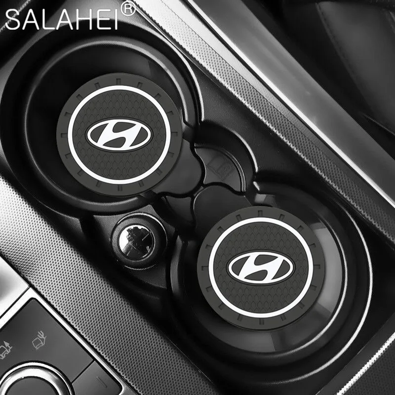 

2pc Car Cup Holder Coaster Non slip Pad Mat Interior Decoration For Hyundai Tucson I30 I20 I10 IX20 IX30 Ix35 Elantra Creta Sant