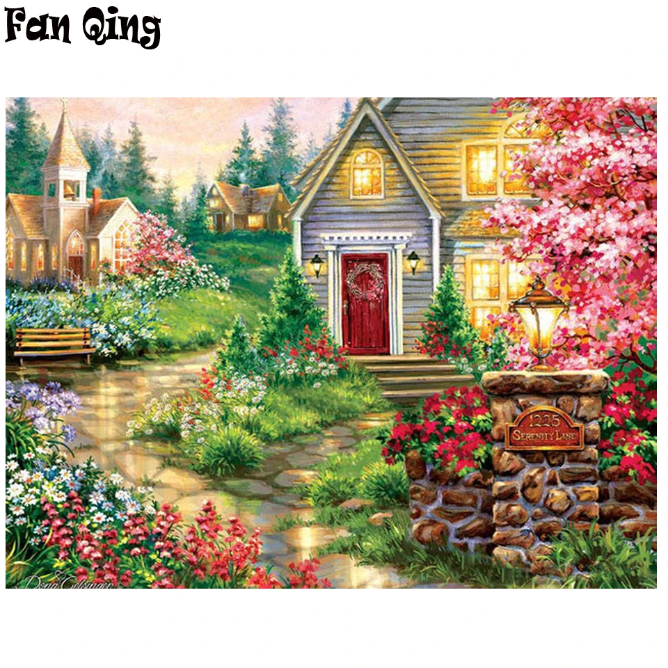 5D Сделай Сам Алмазная картина красивый сад домик мозаика Вышивка крестом полный