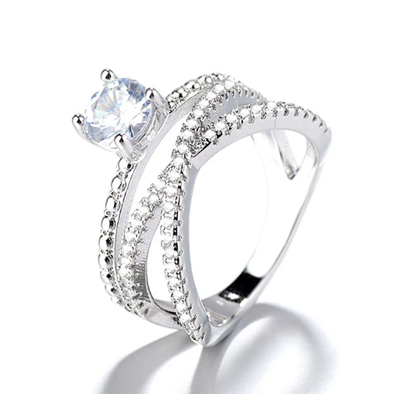 Новое блестящее кольцо с имитацией сердца из циркония двойной обмоткой