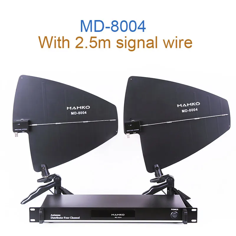 with2.5msignal wire MAMKO 4 канала Усилитель сигнала антенная система распределения антенный усилитель для UHF беспроводной микрофон MD-8004 - Цвет: with2.5msignal wire
