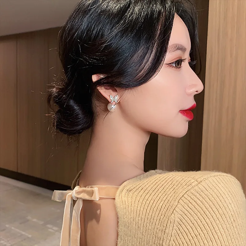 Корейские модные серьги Лидер продаж простые темпераментные с хрустальными