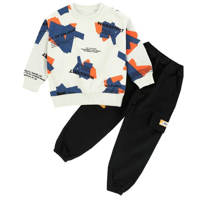 

Soft Spring Autumn Boys Clothing Suits Sweatshirts+ Pants 2pcs/Set Kids Teenager Sportswear School Uniform Tracksuit High Quali