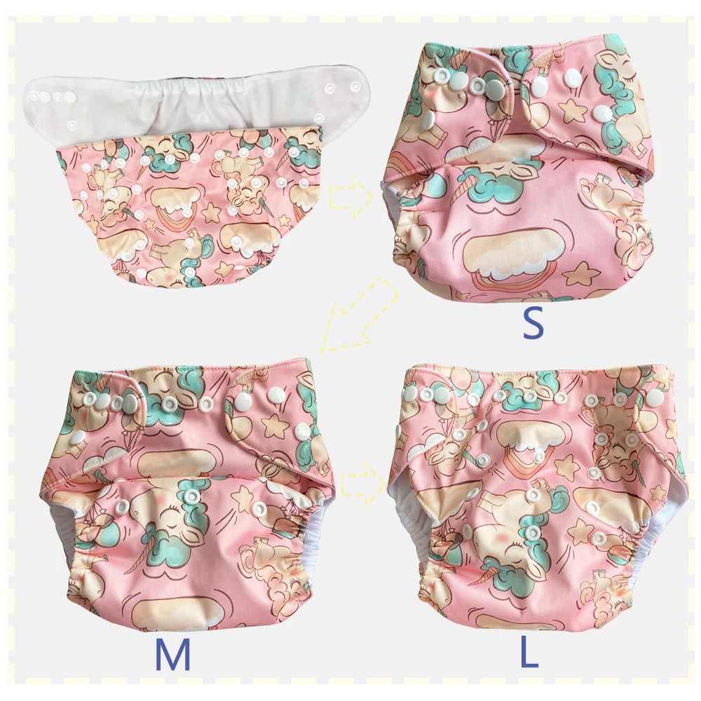 Моющийся Регулируемый тканевый Карманный подгузник с принтом ежика двухрядный