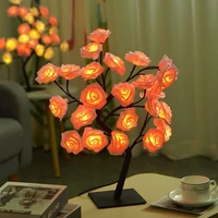 ourfeng night light usb desk lamp led simulation rose tree light with removable plastic base for gift home decoration