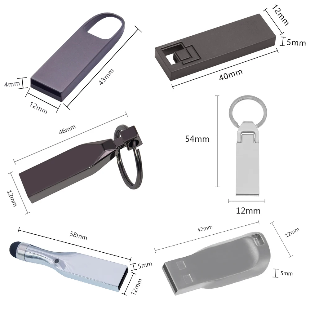 

10pcs/lot USB 2.0 Flash Drive Metal Pen Drive 16GB 32GB Usb Stick 4GB 8GB 64GB 128GB Pen drive Flash Memory Stick custom logo