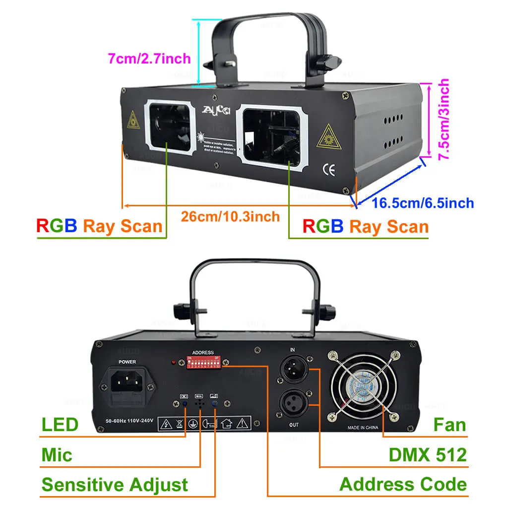 AUCD 2 объектива Красный зеленый голубой RGB пучковый лазер DMX 512 Профессиональный DJ вечерние Show клуб праздник дома барное сценическое освещение 506RGB
