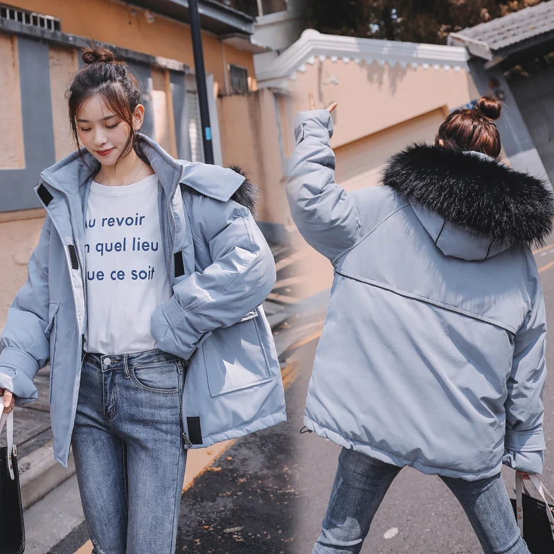 Синий Женский утепленный с длинным рукавом Куртка с капюшоном теплое пуховое хлопковое пальто длинное зимнее повседневное с капюшоном с хлопковой подкладкой большой размер 2XL - Цвет: Синий