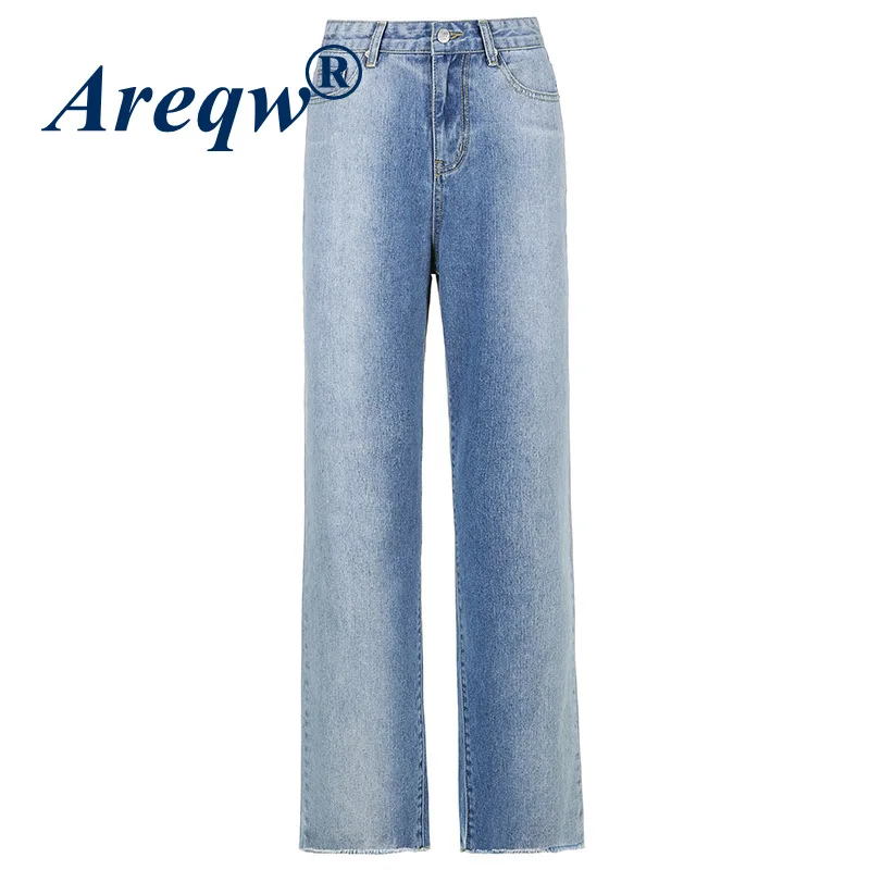 

Jeans Women 2021 New Women's Pants Fashion White Blue Gradient Color Draping Straight Pants Women's Casual Pants
