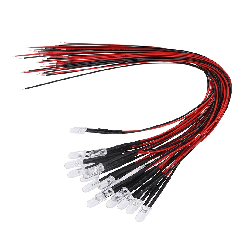 20X5 мм белый светодиодный светильник Предварительно проводной 12 В DC 25