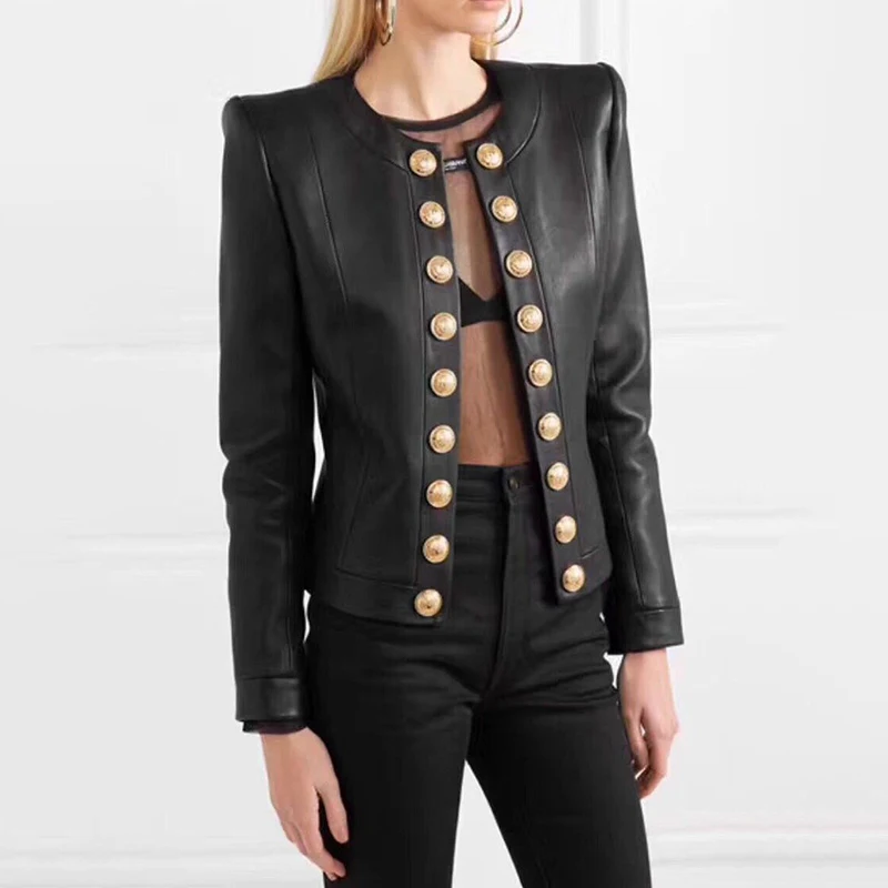 

Genuine leather real women 2020 new fashion slim style office lady sheepskin coat black jacket