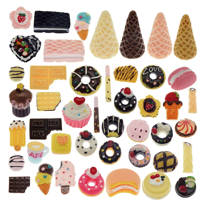 

10Pcs Resin Food Charm Cabochon Dessert Icecream Slime Charm Scrapbooking DIY Child Jewelry DIY Accessries Randomly Cookies Gift