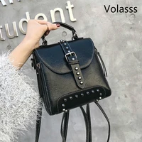 2021 woman bags fashion girl portable both shoulders backpack leather mini backpack bags for women female rivet small ladies bag