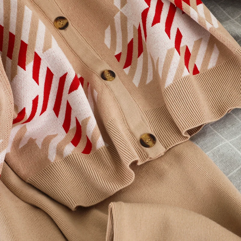 Mooirue наборы свитеров для женщин Винтаж полосатый кардиган на пуговицах Высокая