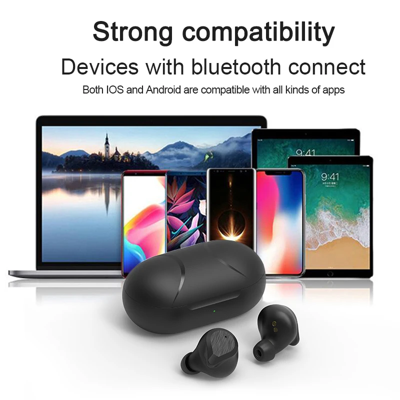 Беспроводные Bluetooth наушники TWS спортивные стереонаушники с басами 5 0 в