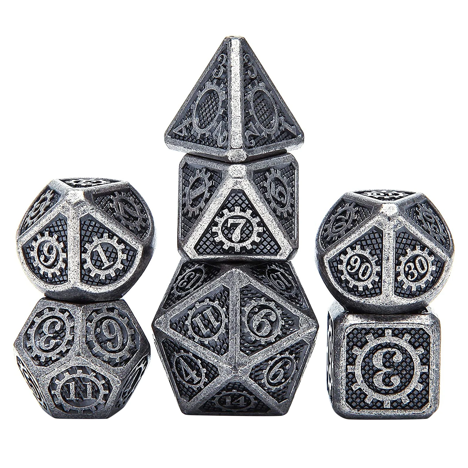 

Dice Set Polyhedral Metal Dice Metal DND Dice Set Suitable for Table Games DND Role Playing Game Math Teaching