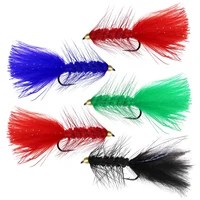 5pcs woolly bugger streamer flies brass bead head fishing flies for fishing flashabou crystal tail trout lure baits