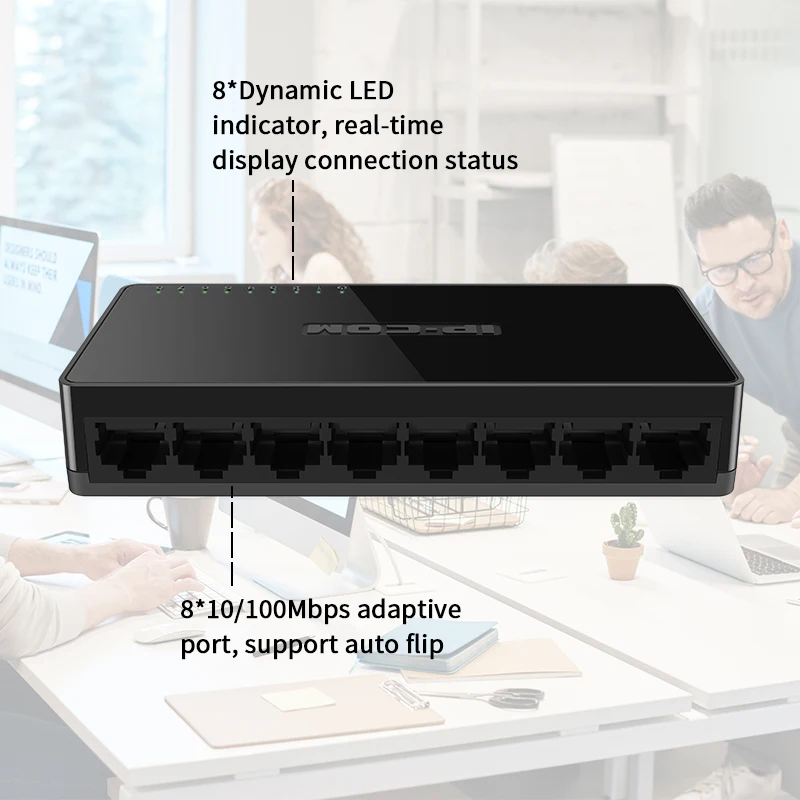 Сетевой коммутатор JSMAX JSF1008-S 8 RJ45 10/100 м поддержка подключения к веб-камере |