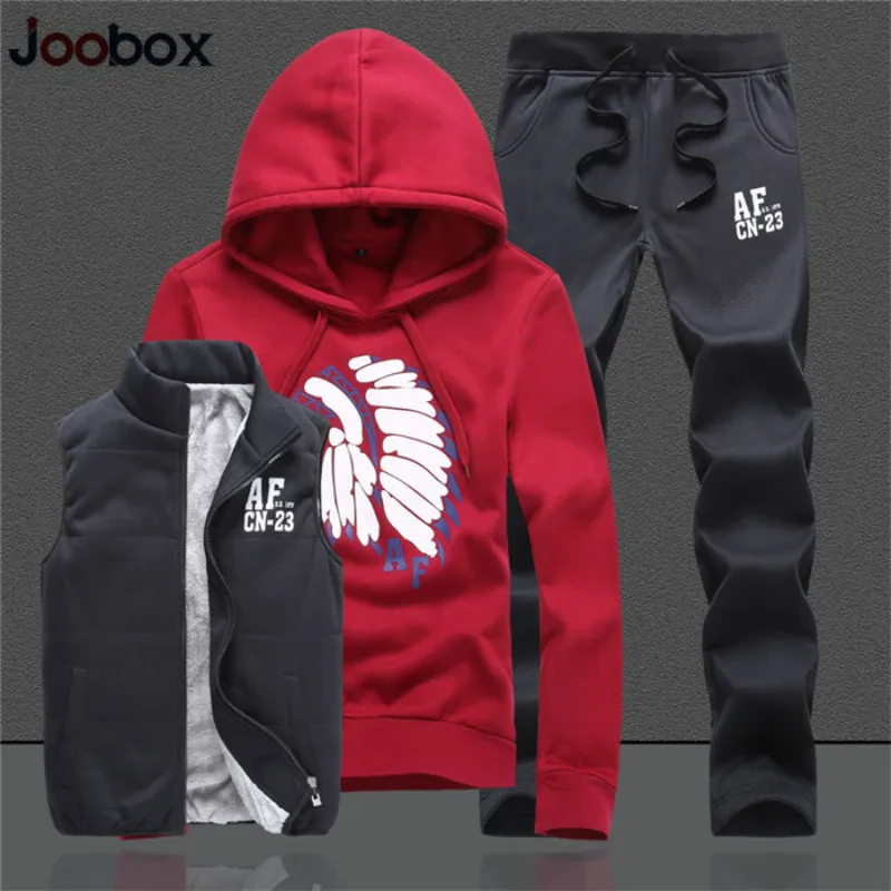 Мужская спортивная одежда толстовки Модный комплект из 3 предметов толстовка с