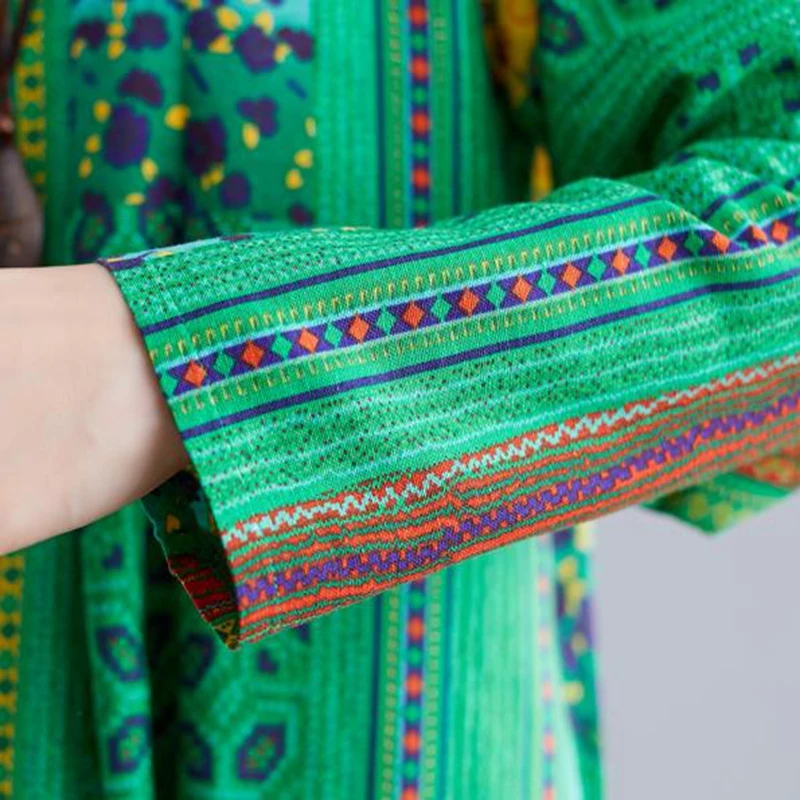 2020 осеннее хлопковое конопляное облегающее длинное платье с принтом в