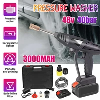 48v 40bar wireless car washer high pressure car wash water gun portable high pressure washer foam 500w cordless washer gun