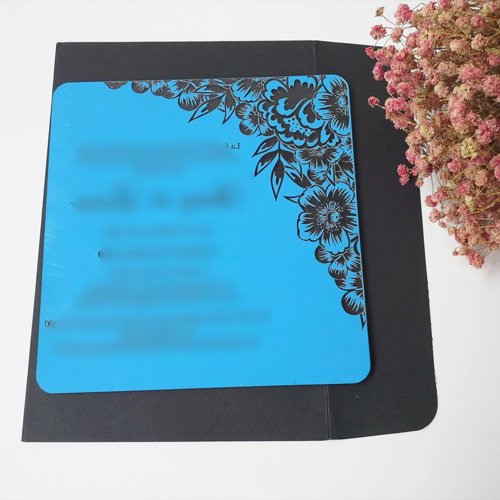 Образец заказа для 7*7 дюймовых Цветочных Элементов квадратное круглое серебряное зеркало акриловая Свадебная пригласительная карта