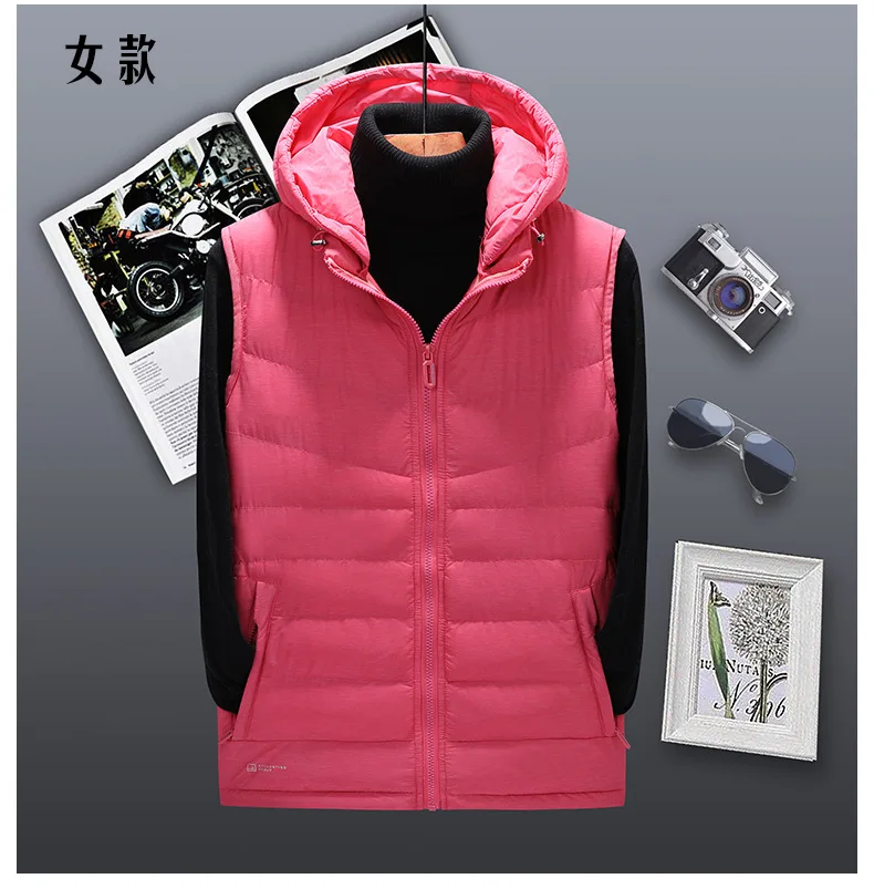 Большие размеры L-6XL зимний жилет с капюшоном для женщин и мужчин модные парные