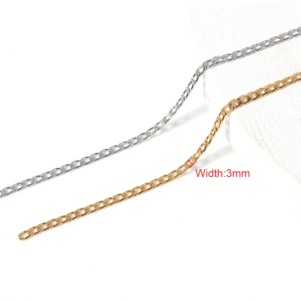 2 метра нержавеющая сталь золотой тон звеньевая цепь 3 мм ширина оптом ювелирные