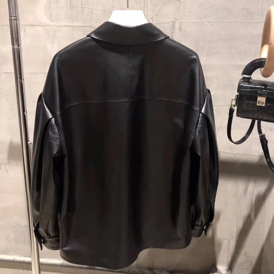 

Women Black Real Leather Jacket Autumn Spring Ladies Genuine Sheepskin Bomber Jacket Female Coats High Quality