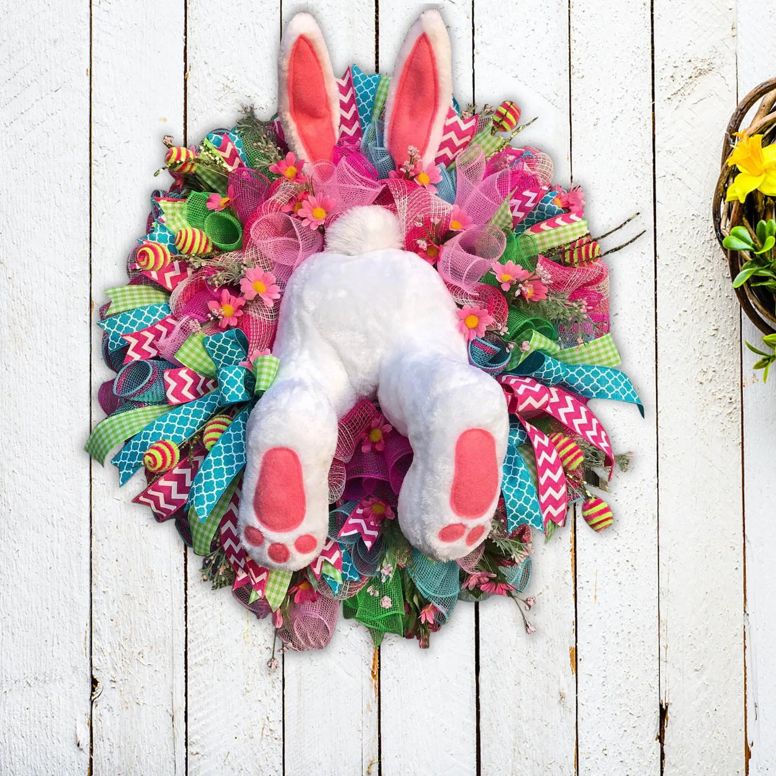 

F# Easter Thief Bunny Butt With Ears Wreath Cartoon Bunny Shape Cute Decoration Cute Faceless Doll Ornaments DropShipping