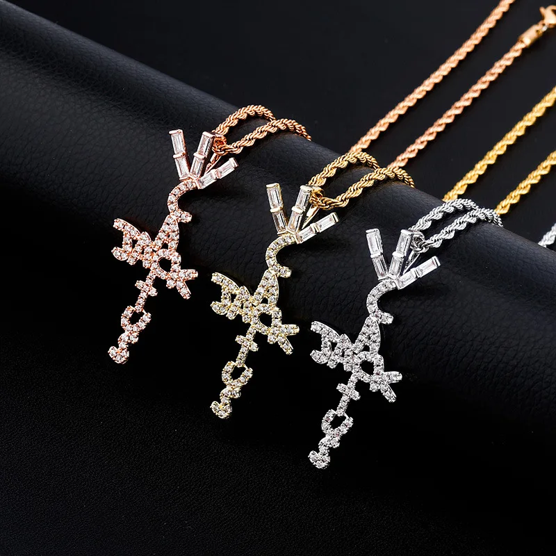 

European And European Ins Hot Style Stars With The Same Brand Pendant Full Of Zircon Hip-Hop Alphabet Necklace
