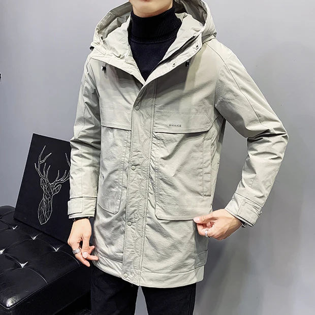 

Новинка Осень-зима 2019 повседневная мужская хлопковая Повседневная Длинная секция из хлопка большой размер 3XL