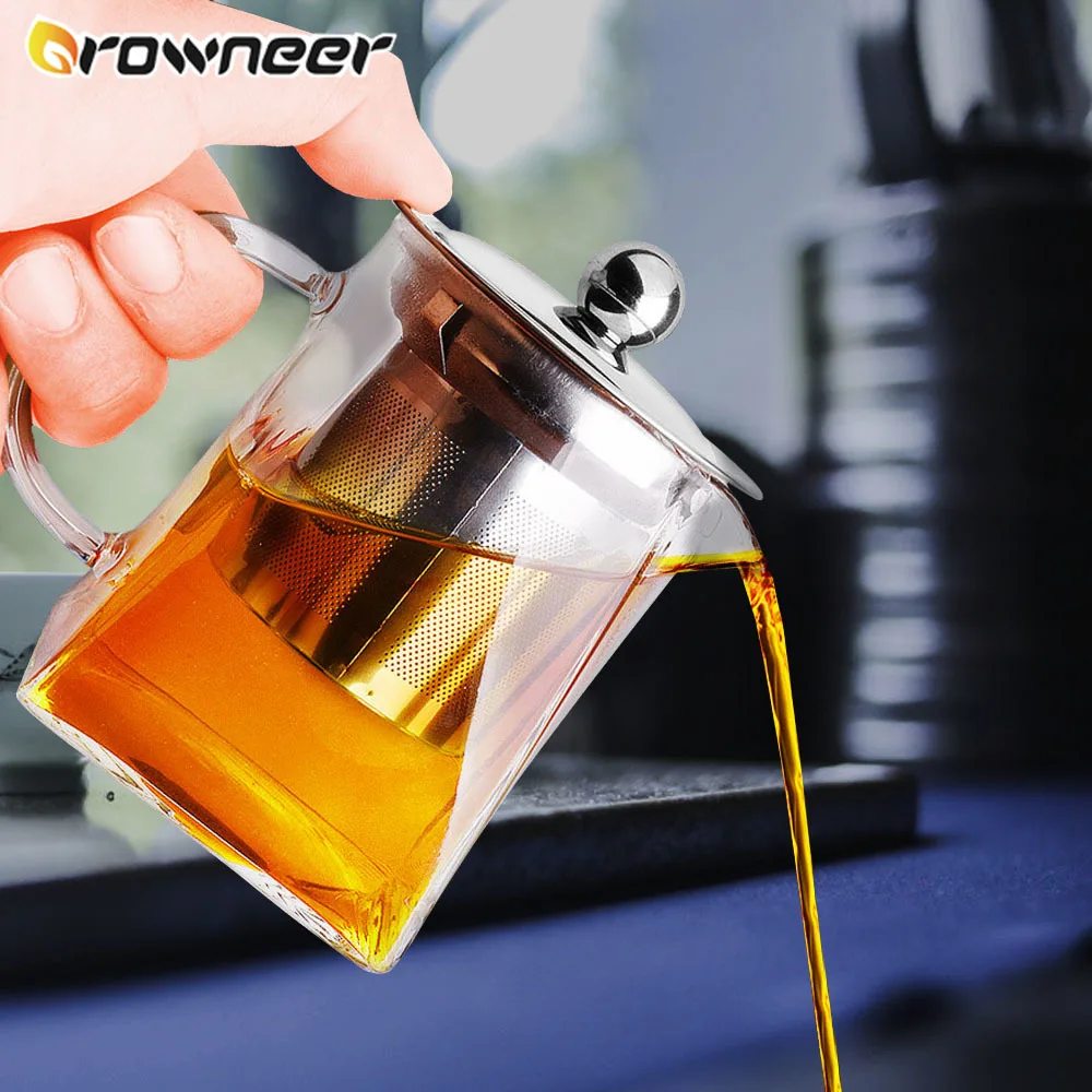 Многоразмерный квадратный прозрачный чайник термостойкая стеклянная чайница