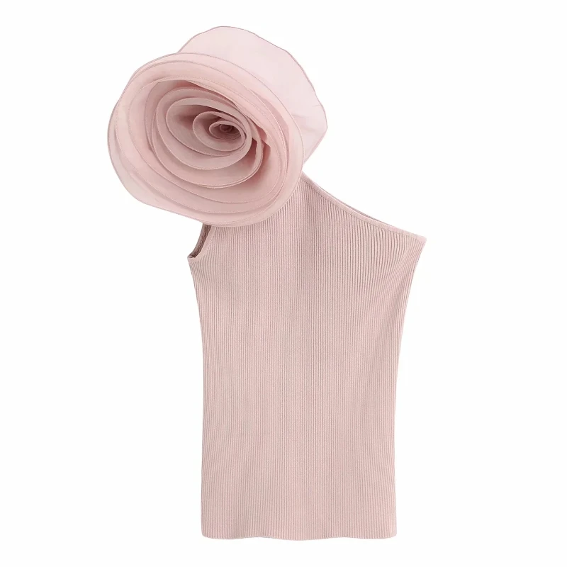 Новинка 2021 Женская Асимметричная трикотажная рубашка из органзы с цветочным