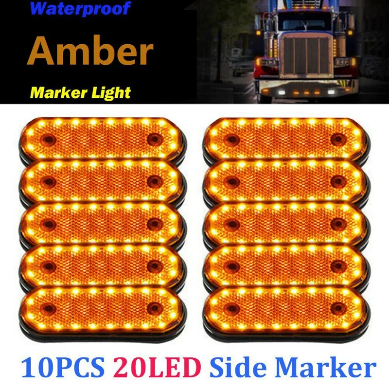 

New10X желтый Маркер боковой фонарь 20 светодиодов 24 В Trusk лампа пикапа грузовика боковые габаритные огни для грузовика