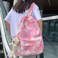 new tie dye canvas women backpack female lovely travel bag teenage girls high quality schoolbag ladys knapsack small book bag
