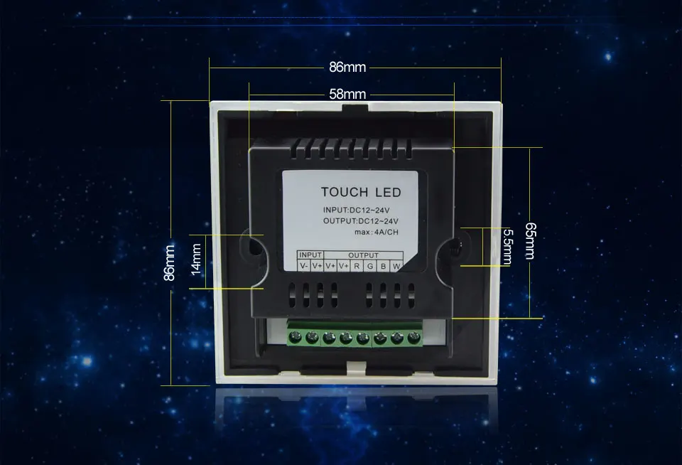 DC12V 4A* 4CH черная панель из закаленного стекла цифровой сенсорный экран диммер домашний настенный светильник переключатель для RGBW Светодиодная лента 4 канала