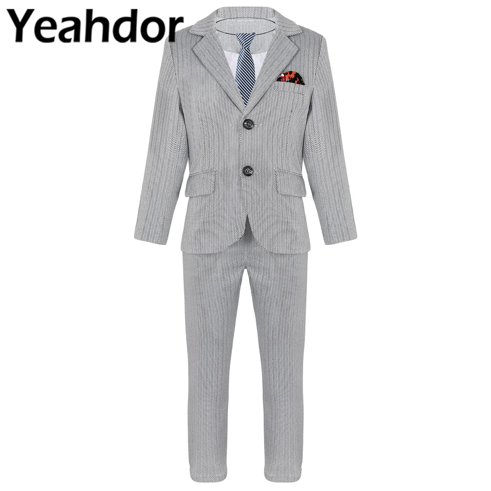 

Child Boys Striped Gentleman Suit Children Formal Tuxedo Suits Wedding Party Flower Boy's Suits Kids Gentleman Dress Outfits