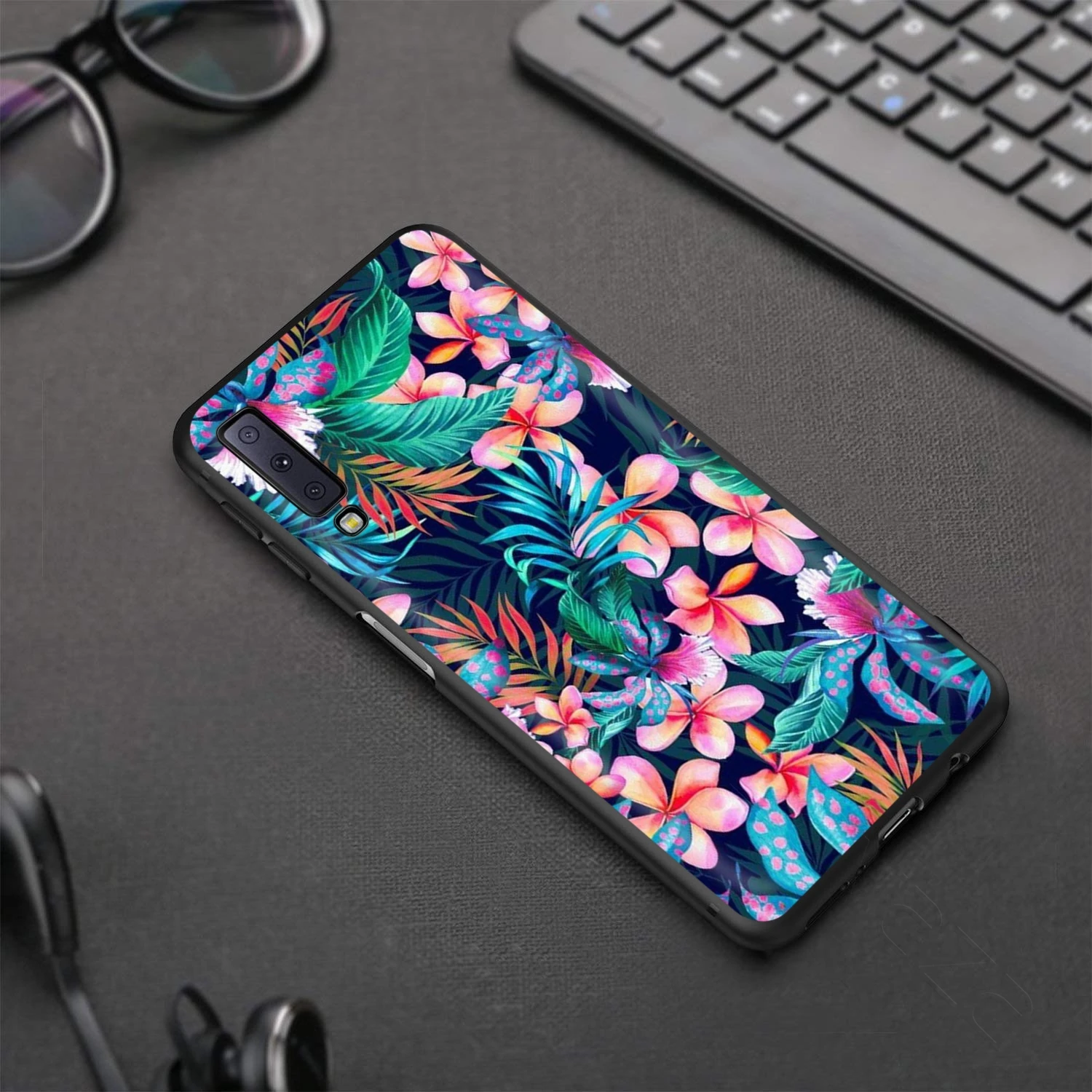 Electric Hibiscus Flowers Case for Samsung Galaxy A2 J4 Core J6 J7 DUO J8 2018 Plus Prime A20E A70S A01 A11 A21 A41 | Мобильные