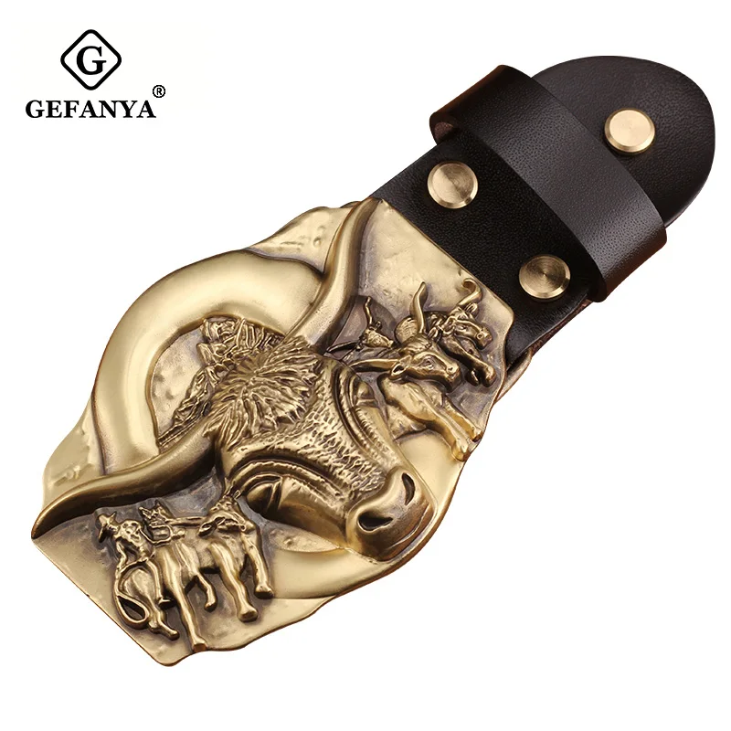 Сверхпрочные однотонные латунные Мужские Винтажные пряжки в Западном