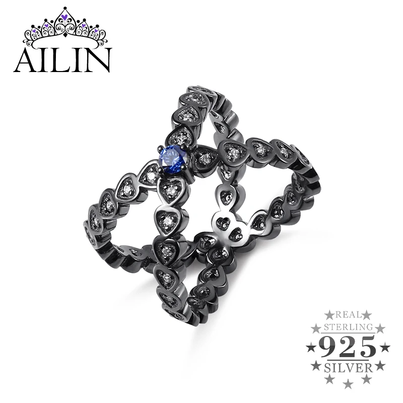 

AILIN X форма, черное покрытие, кольца для женщин, серебро 925 пробы, обычай, камень, кольцо, персонализированное сердце, кубический цирконий, юве...